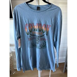 Cowboy‎ Rodeo cow skull long sleeve t-shirt sz small/medium NWT